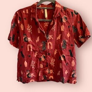 Mata Traders Tencel Graphic Print Button Up Shirt